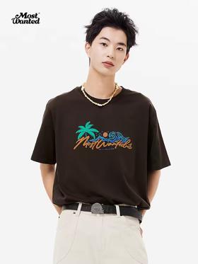 mostwantedlab彩虹/M2412159/夏威夷手写logo海浪圆领短袖