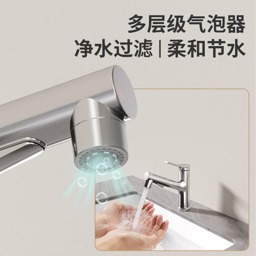 帝王洁具洗手盆冷热水龙头卫生间洗脸盆家用抽拉式白色厨房龙头MD11063 商品图1