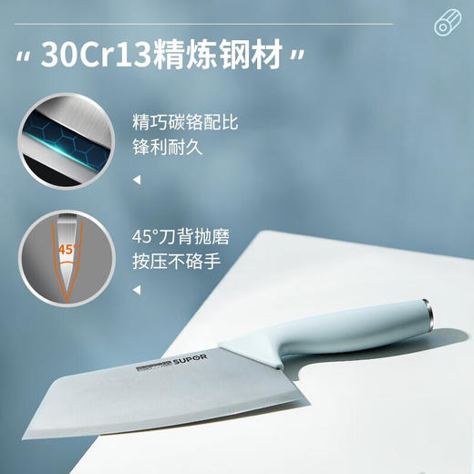 苏泊尔（SUPOR）刀具套装切菜刀水果刀斩骨刀厨房剪刀切肉刀磨刀器 TK2119E雅致蓝 商品图1