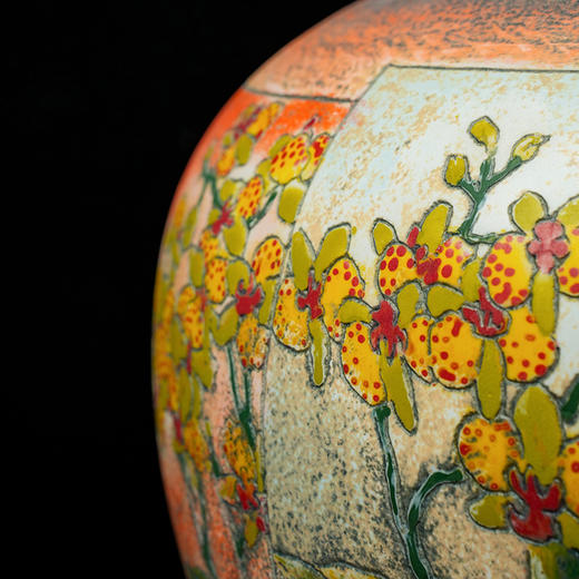 台湾陶艺大家 陈庆 聚宝罐 磨釉蝴蝶兰招财大摆件家用办公室风水罐客厅店铺大容量储存罐 商品图2