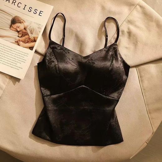 「买1送1！59.9到手两件」中国风国潮提花缎面吊带背心 女带胸垫高级感小众短款打底上衣 商品图2