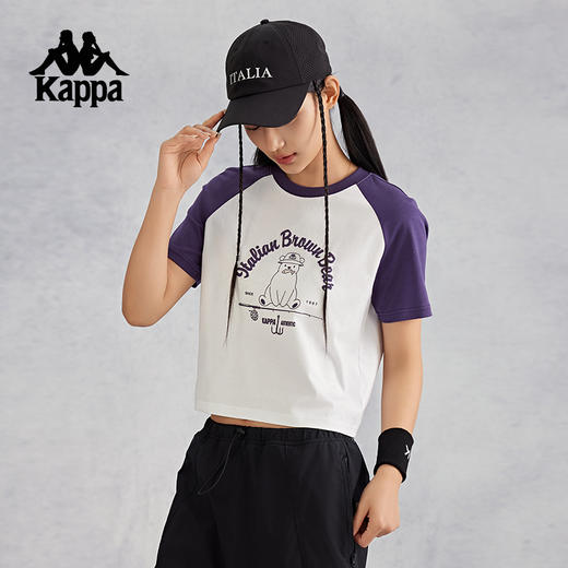kappa卡帕背靠背运动短袖女t恤夏2024新款纯棉修身跑步上衣女款潮K0E62TD61 商品图1