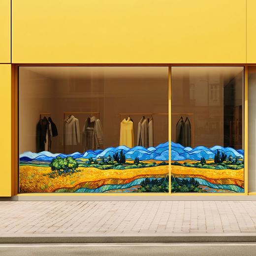 梵高星空玻璃贴纸向日葵油画装饰贴商场橱窗幼儿园教室门窗静电贴 商品图8