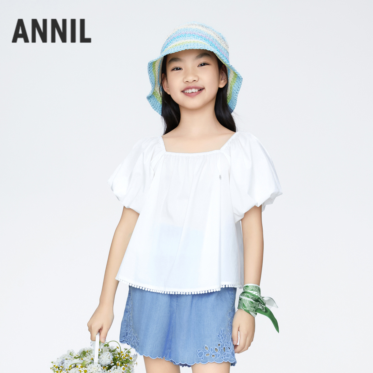 安奈儿女童短袖衬衣ag421811