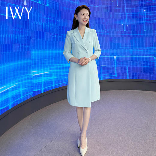 IWY/蓝色西装连衣裙高级播音主持人气质上镜演讲比赛教师录课正装Q14253 商品图4