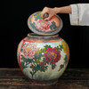 台湾陶艺大家 陈庆 聚宝罐 磨釉牡丹、荷花招财大摆件家用办公室风水罐客厅店铺大容量储存罐 商品缩略图3