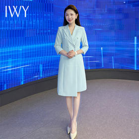 IWY/蓝色西装连衣裙高级播音主持人气质上镜演讲比赛教师录课正装Q14253