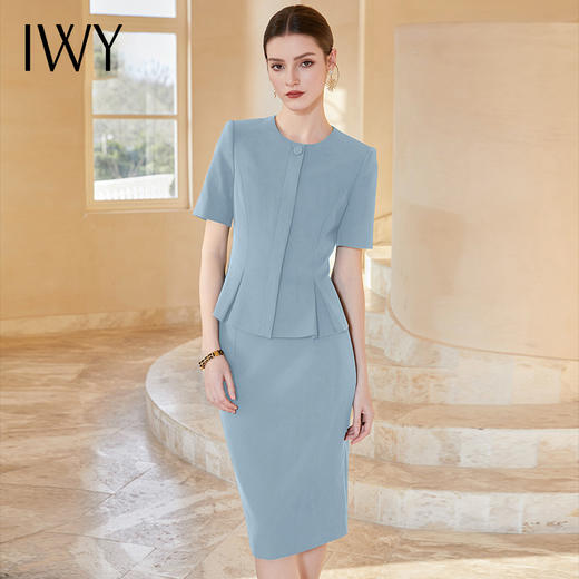 IWY/夏天职业装高级感两件套女蓝色西装套装裙教师工作服医美气质CS1974 商品图1