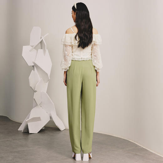 百搭通勤风阔腿裤西装裤碧湖绿宽腰直筒长裤MC88PA043G30 商品图3