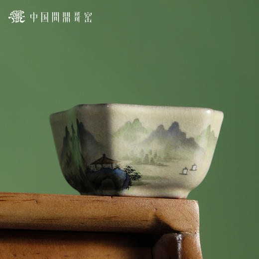 问鼎哥窑精工款四方杯(湖光山色)（缺货） 商品图2