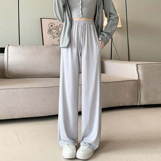 【“美炸”你的小众单品美颜裤】粉色防晒裤女夏季薄款高腰垂感宽松直筒休闲阔腿裤凉凉冰丝运动裤，轻松无束缚，感舒适的穿着体验。ry 商品图7