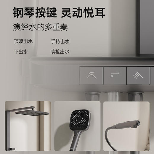 帝王洁具奶油风白色淋浴恒温花洒套装智能数显0冷水家用除氯美肤TC24009 商品图3