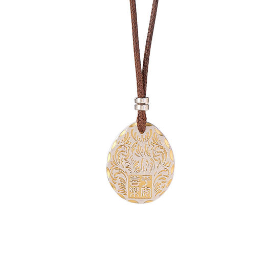 S999足银镀金复古描金平安喜乐唐草纹无事牌带绳吊坠CW 商品图4