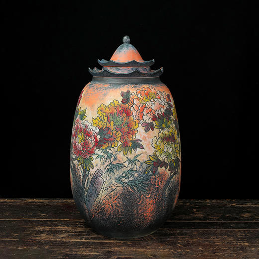 台湾陶艺大家 陈庆 高款聚宝罐翘脊财神招财大摆件家用办公室风水罐客厅店铺大容量储存罐 商品图4