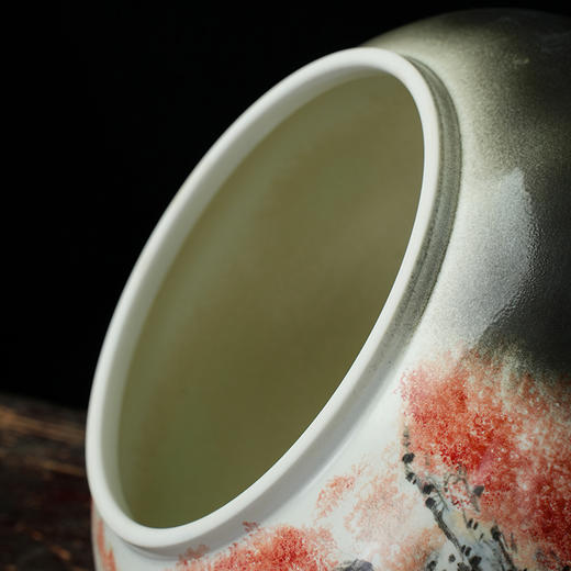 台湾陶艺大家 陈庆 聚宝罐 山水枫林招财罐大摆件家用办公室风水罐客厅店铺大容量储存罐 商品图8