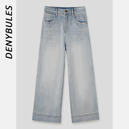 DENYBULES 24春夏新款天丝汉麻九分阔腿裤高腰时尚休闲复古水洗 商品图0