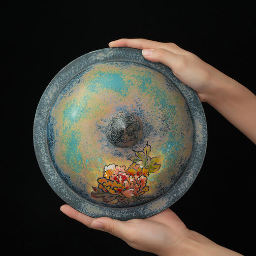 台湾陶艺大家 陈庆 聚宝罐 磨釉牡丹、荷花招财大摆件家用办公室风水罐客厅店铺大容量储存罐 商品图9