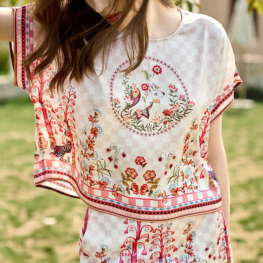 Solo seta22姆米真丝短袖短裤套装女桑蚕丝印花睡衣2025秋季新款 商品图1