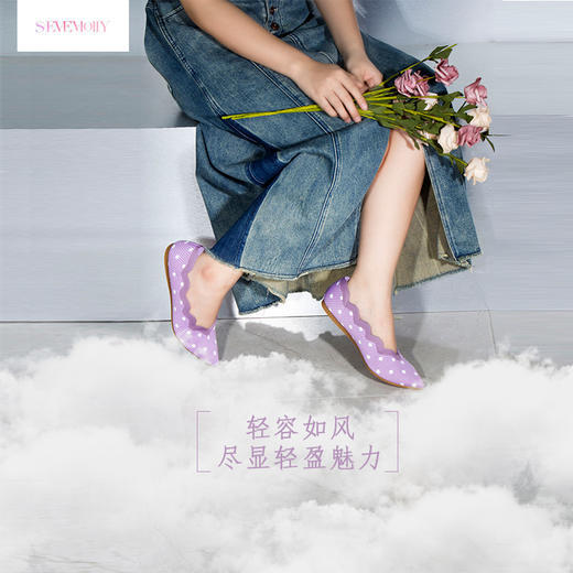 Seven Molly · 小众尖头平底鞋2024舒适波点小香风女鞋花瓣配色低跟单鞋 商品图2