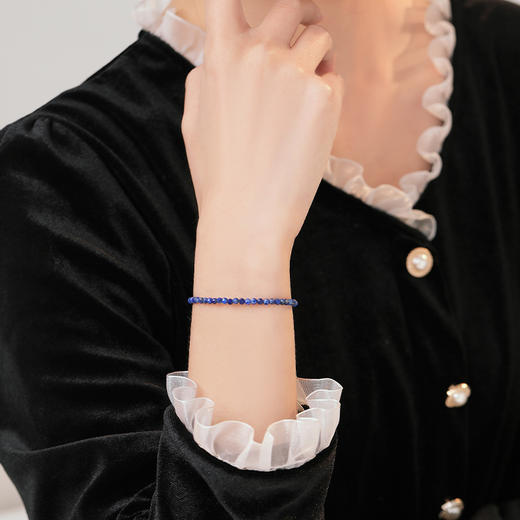 【敦煌极细青金石手链】天然石手链新中式国风简约风手饰 气质单圈手串 敦煌轻奢简约闺蜜礼物 商品图2