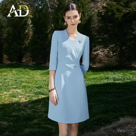 AD高级感职业连衣裙女士通勤OL西装裙夏季七分袖工作服上镜面试装 商品图2
