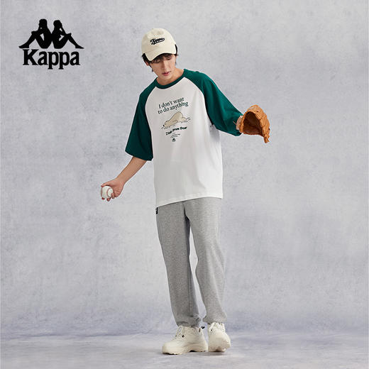kappa卡帕背靠背短袖t恤男款2024新款插肩袖夏季复古纯棉运动上衣K0E52TD64 商品图4