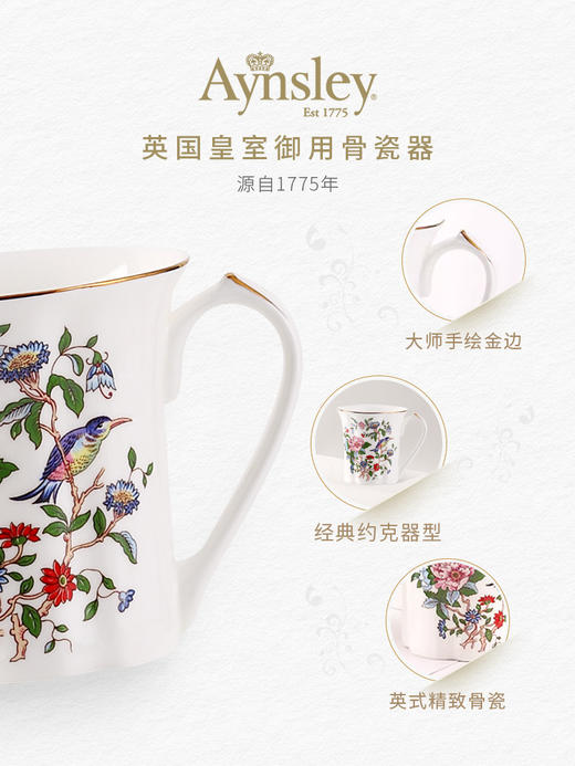 英国Aynsley安斯丽约克马克杯英式家用水杯骨瓷杯办公室喝水杯子 商品图2