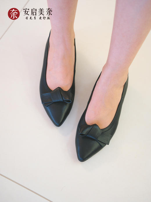 ARCH CONTACT安启美奈浅口单鞋坡跟绵羊皮尖头中跟单鞋52907-1 商品图1