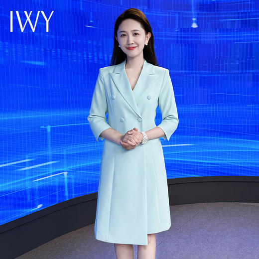 IWY/蓝色西装连衣裙高级播音主持人气质上镜演讲比赛教师录课正装Q14253 商品图3