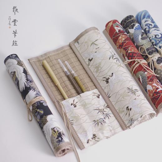 笔帘卷笔袋老竹色竹制毛笔笔帘袋毛笔收纳帘笔卷保护毛笔护笔收纳 商品图1