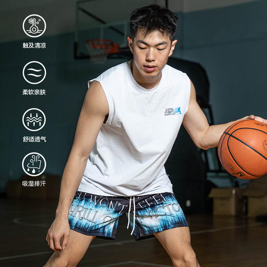 LUSHISI「沙漠与海洋」美式四五分短裤运动风速干凉感篮球训练裤 商品图3