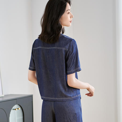 米思阳2025夏季新款休闲宽松牛仔短外套设计感圆领牛仔上衣女2274 商品图3