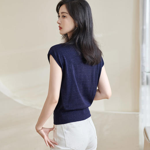 米思阳【重工冰丝高弹针织衫】2025夏季通勤职场v领休闲薄上衣女1053 商品图5