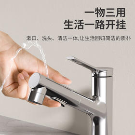 帝王洁具洗手盆冷热水龙头卫生间洗脸盆家用抽拉式白色厨房龙头MD11063