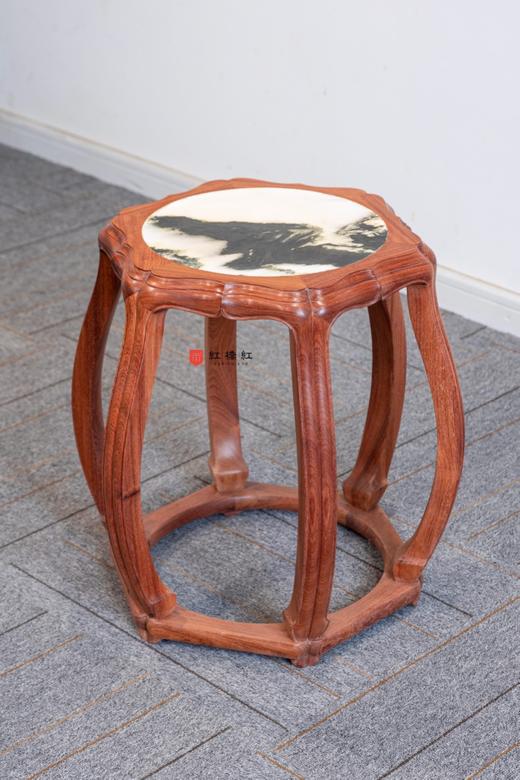 红桥红  家具严选  缅甸花梨（大果紫檀）  【48 石面 六足海棠 圆鼓凳】 商品图1