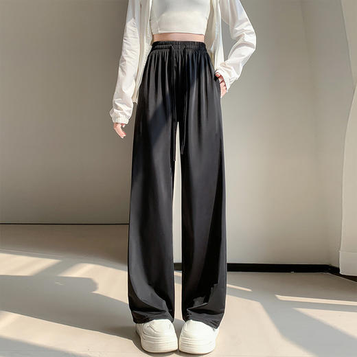 【“美炸”你的小众单品美颜裤】粉色防晒裤女夏季薄款高腰垂感宽松直筒休闲阔腿裤凉凉冰丝运动裤，轻松无束缚，感舒适的穿着体验。ry 商品图4
