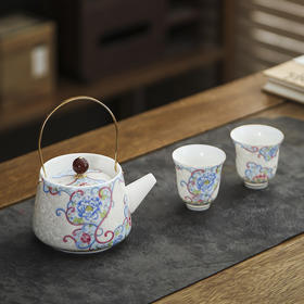 刘铭志大师 羊脂玉银掐丝 珐琅彩 提梁壶【一壶两杯】宫廷御用的珐琅彩工艺！古典华美的艺术品！