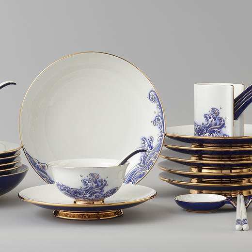 永丰源先生瓷海上明珠44头中餐具豪华餐具家用碗盘碟礼盒 商品图2