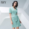IWY/气质浅绿色短袖连衣裙女时尚职业装修身显瘦绑带连衣裙202013Q1 商品缩略图2