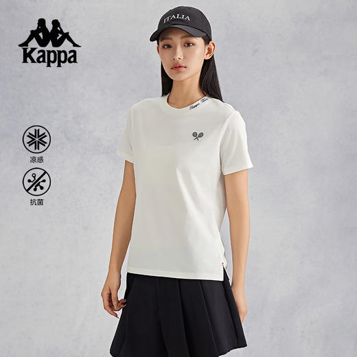 kappa卡帕背靠背2024新款短袖女凉感抗菌休闲t恤夏季运动上衣女士K0E62TD24 商品图0