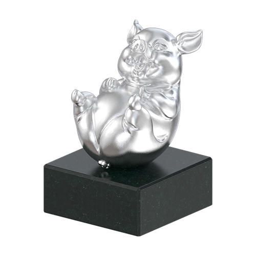 《福运生肖》吉祥十二生肖摆件 足银 足金 配和田玉（青玉） 仅接受定制  可指定克重 商品图3