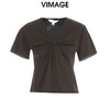 VIMAGE纬漫纪夏季新款V领扭结设计气质高级感上衣V2113722 商品缩略图6