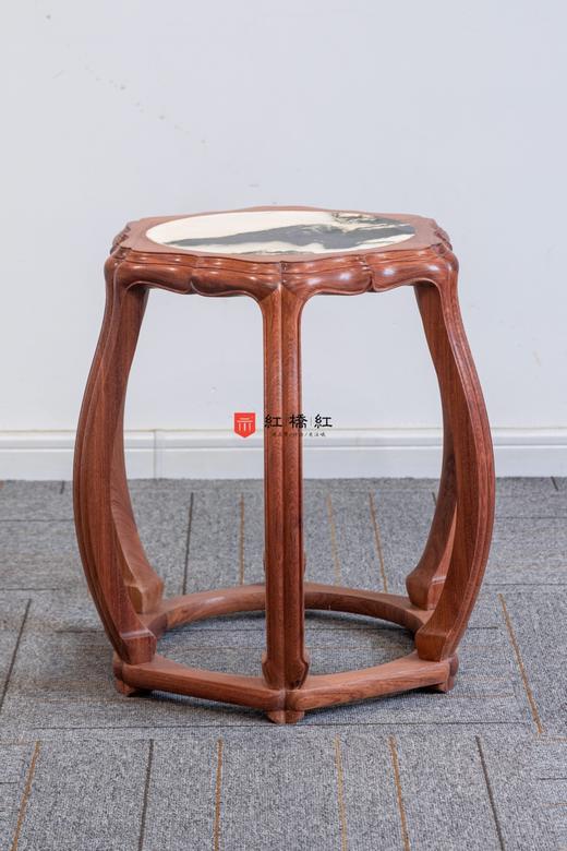 红桥红  家具严选  缅甸花梨（大果紫檀）  【48 石面 六足海棠 圆鼓凳】 商品图2