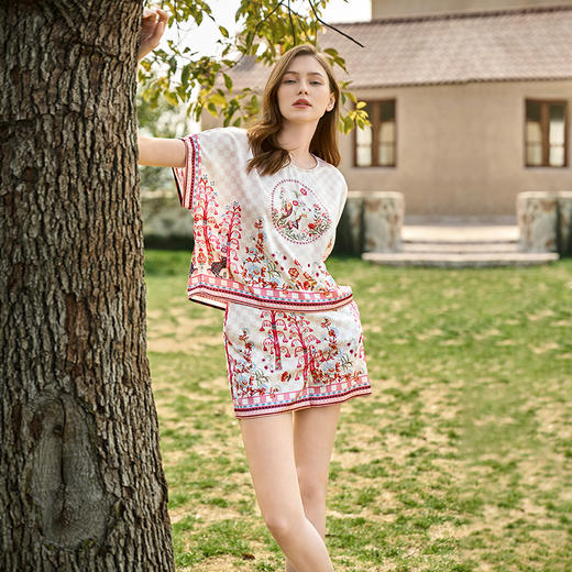 Solo seta22姆米真丝短袖短裤套装女桑蚕丝印花睡衣2025秋季新款 商品图2