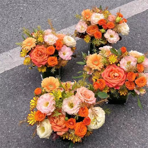 橙色系方缸桌花 商品图0
