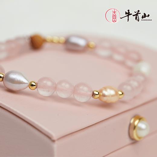 牛首山缘满樱花粉水晶白檀手串手链古韵雅致粉润柔和吉祥礼物纪念 商品图3