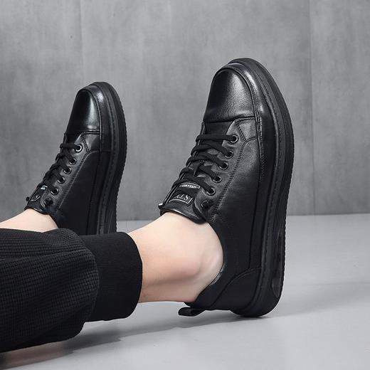 【父亲节】2024板鞋男士新款休闲鞋子男百搭男款皮鞋黑色平板鞋 商品图1