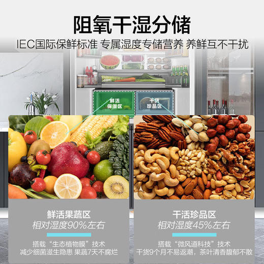 海尔（Haier）552升全空间保鲜零距离自由嵌入式十字对开四开门电冰箱家用超薄BCD-552WGHTD14XNU1 商品图3