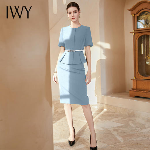 IWY/夏天职业装高级感两件套女蓝色西装套装裙教师工作服医美气质CS1974 商品图4