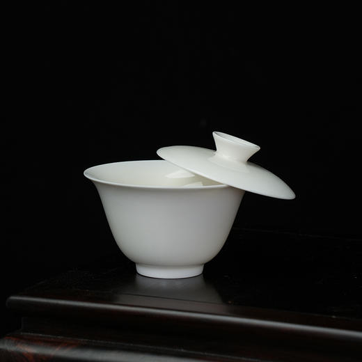 暗香疏影 悬停盖碗白瓷盖碗可悬停泡茶碗陶瓷功夫茶具二才 商品图1